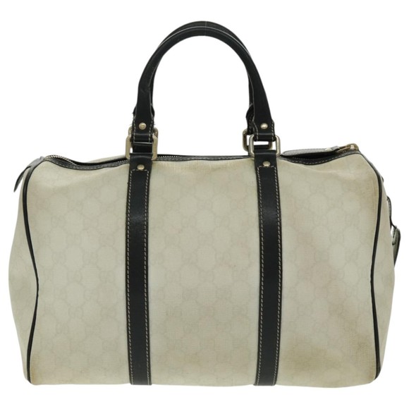 GUCCI GG Supreme Boston Bag PVC Leather White Black Gold 193603 Auth 96410 - Picture 2 of 16